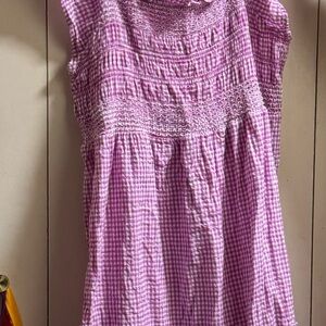 Terra and sky gingham pink dress 3x